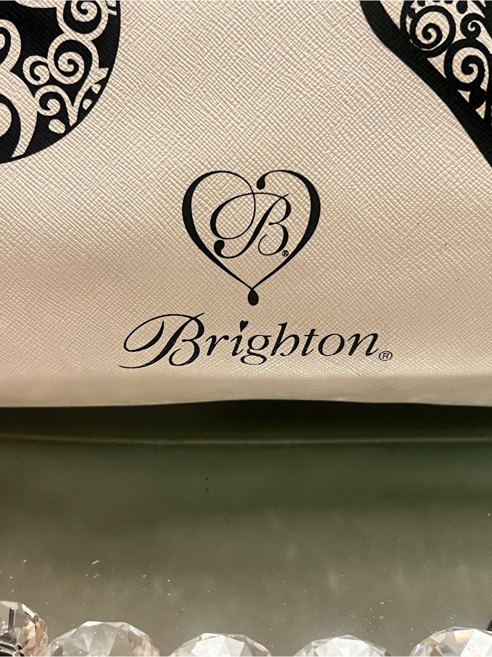 Brighton White and Black Heart & Ornament Motifs and Red Ribbon Accents tote bag - Picture 5 of 16